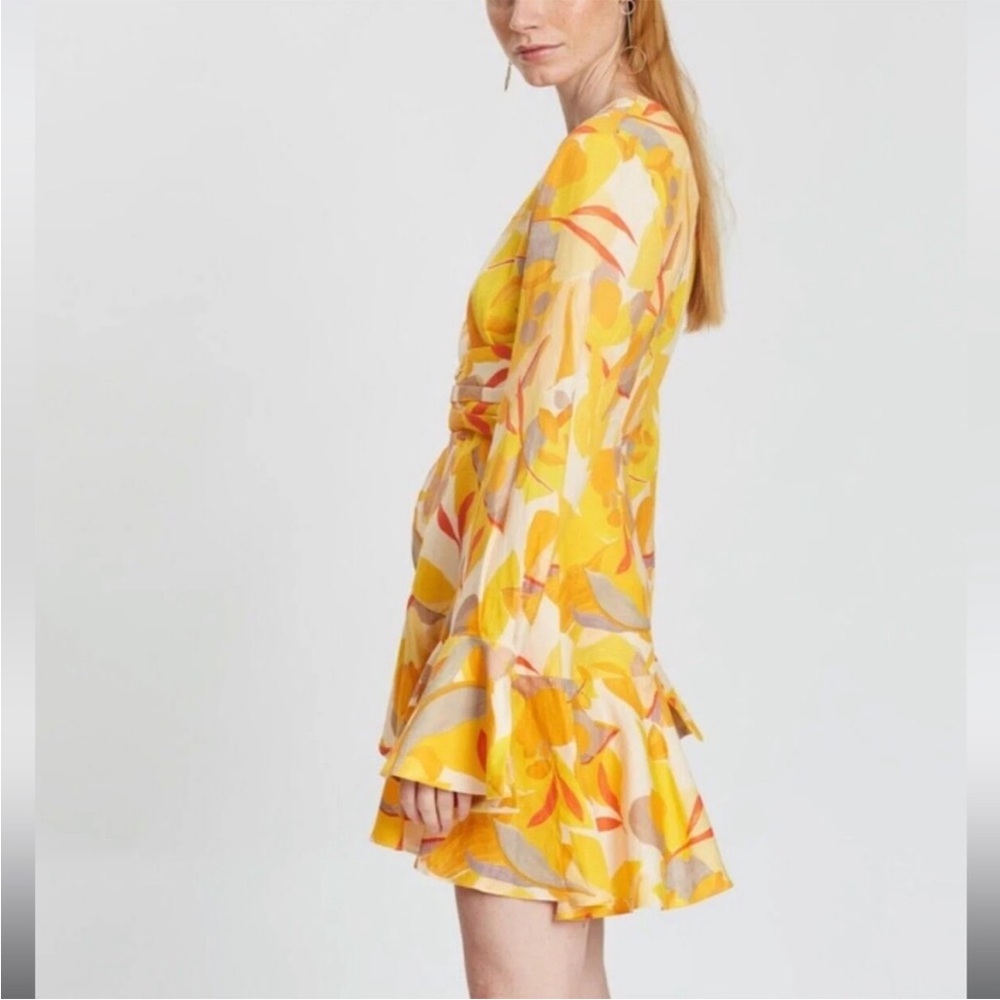 Acler Corcica Linen  Yellow Size 8 Wrap Dress - Picture 11 of 16